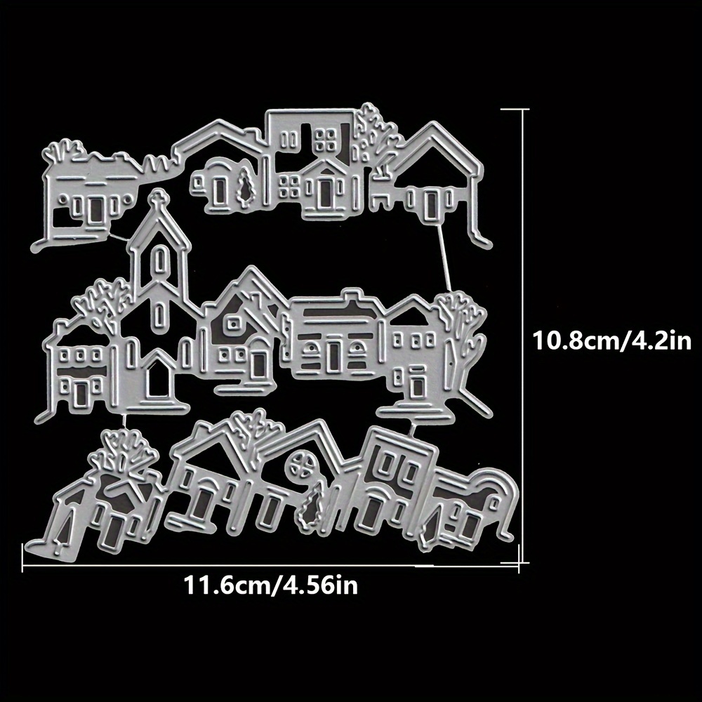 Layer Half-cut Houses Border Metal Cutting Dies Stencils For Diy Scrapbooking Decorative Embossing Diy Paper Cards