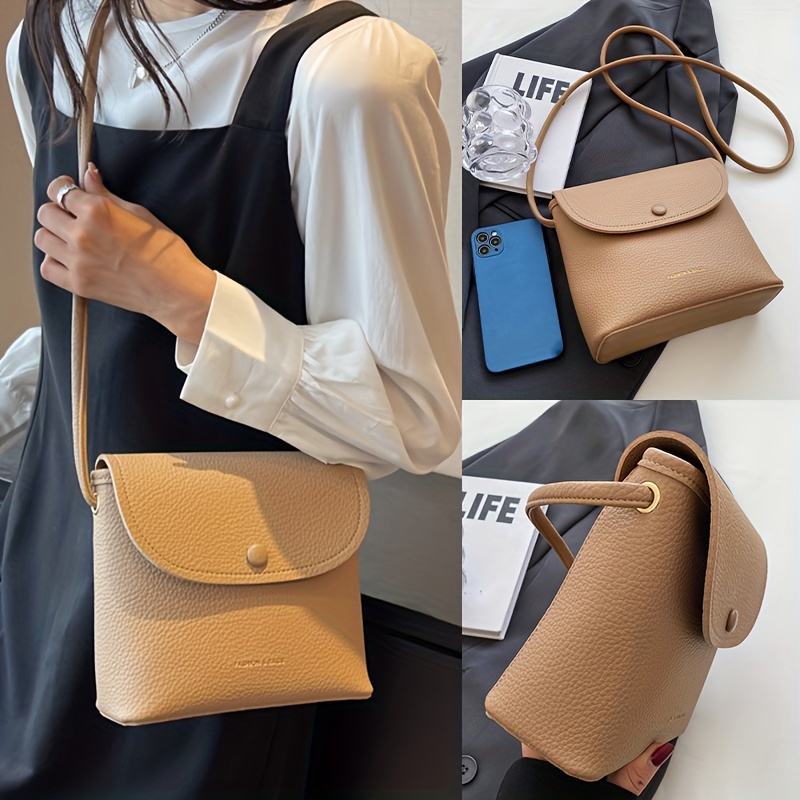 Simple Design Flap Shoulder Bag, Pu Leather Versatile Satchel Bag, Solid  Color Fashion Crossbody Bag - Temu