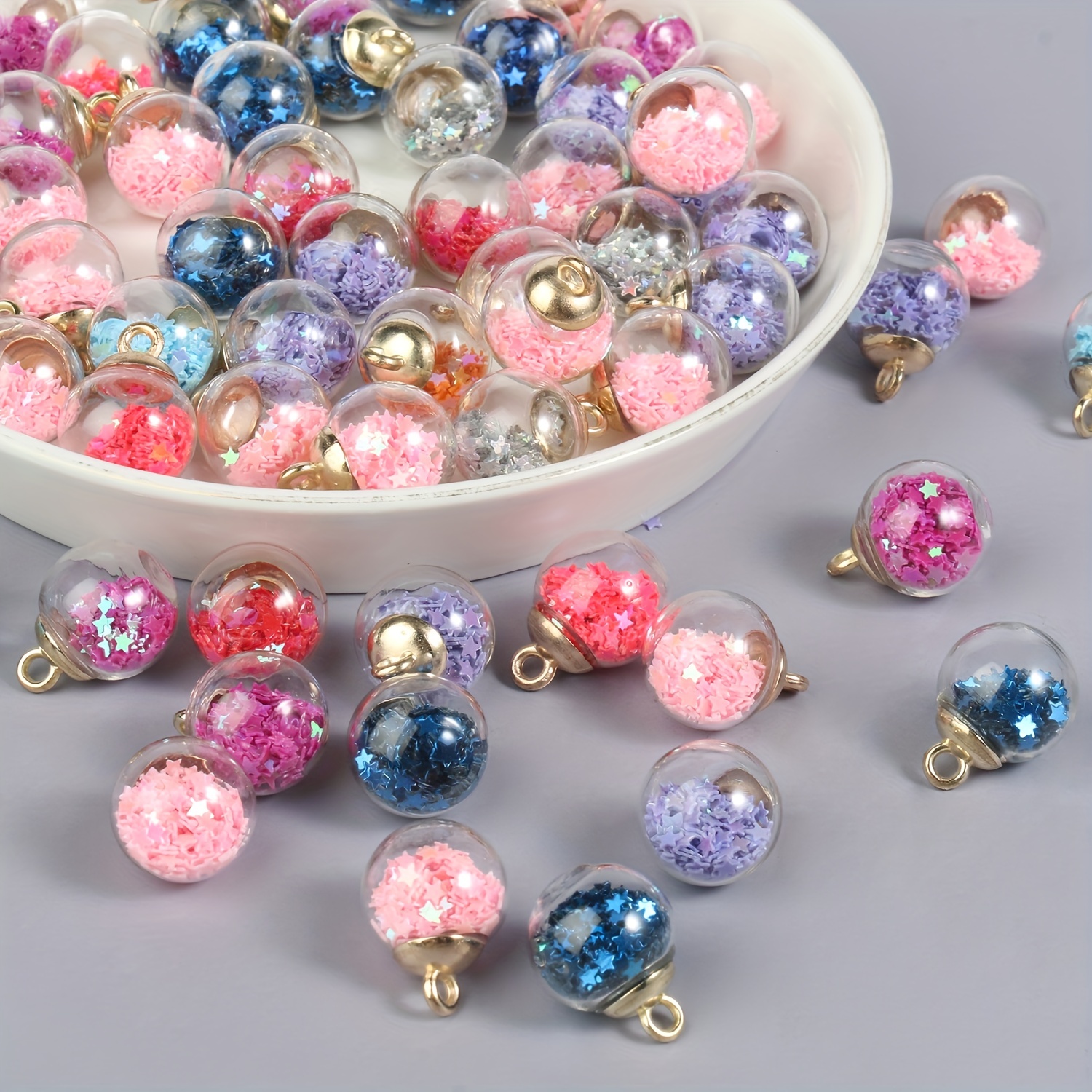  SEWACC 30pcs Pendant Accessories Handmade Jewelry Mini Glass  Charm Glass Sequins Charm Holder for Necklace Pendant Clasp for Necklace  Glass Ball Embellishment Sequin Ball Crystal : Arts, Crafts & Sewing
