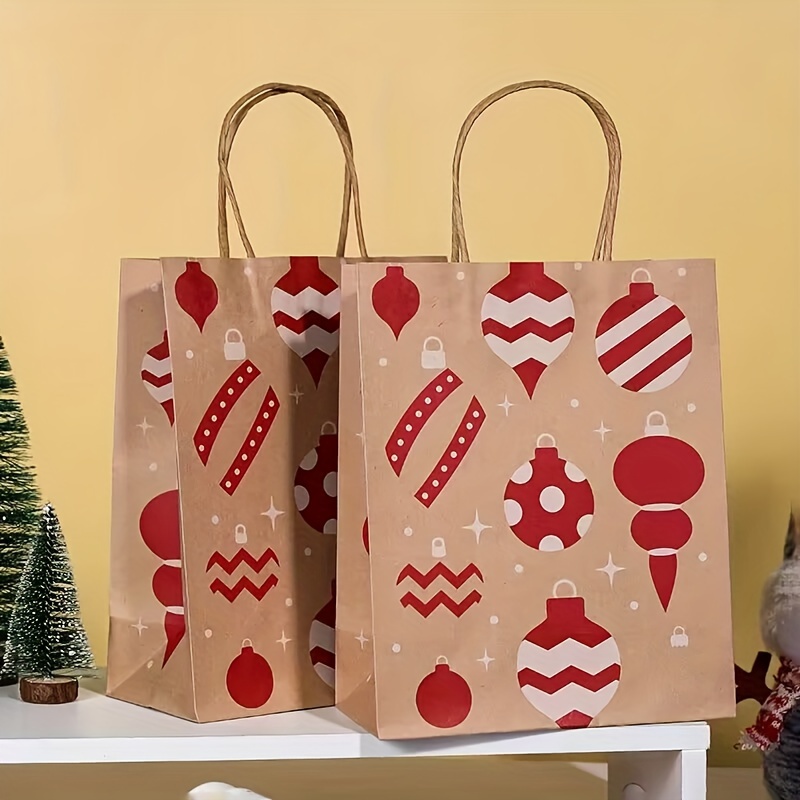 8 Bolsas De Regalo De Navidad, 8 Diseños De Bolsas De Papel Kraft  Navideñas, 8.3x5.9x3.1 Pulgadas Con Asas Bolsas De Regalo De Navidad,  Adecuadas Para