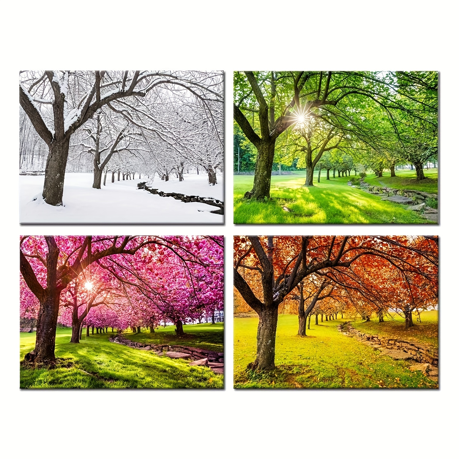 Canvas Wall Art Spring Summer Autumn Winter Four Seasons - Temu