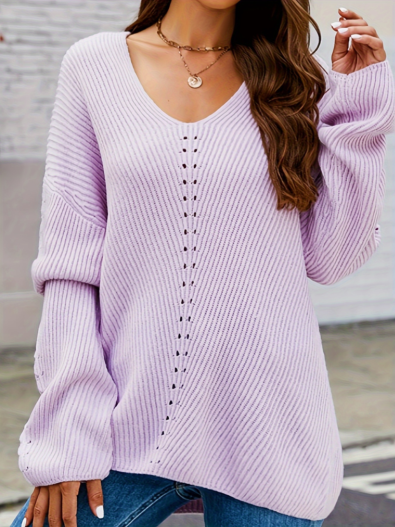 V-Neck Sweater Purple Women's Plus Size 1x 2x 3x – AphroditiesCurves