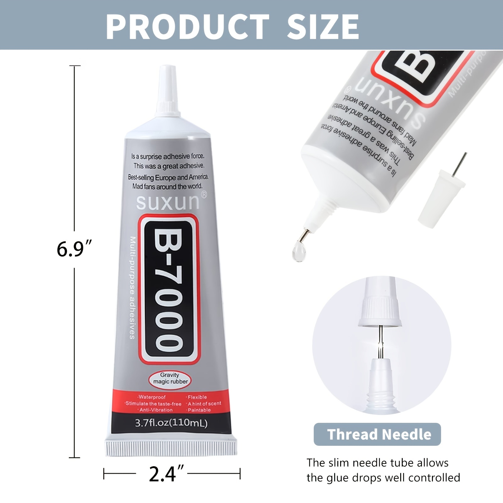 B-7000 15ML Multipurpose High Performance Industrial Glue Transparent  Contact Adhesives Precision Tips for Clean Working (25ML ) 