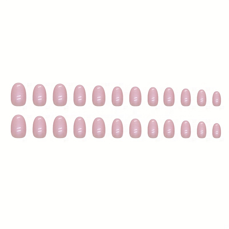 24pcs glossy short almond fake nails aurora pink chrome press on nails mirror effect false nails for women girls daily wear details 4