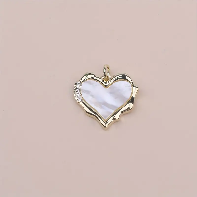 18k Gold Plated Heart Shaped Inlaid Natural White Mother - Temu