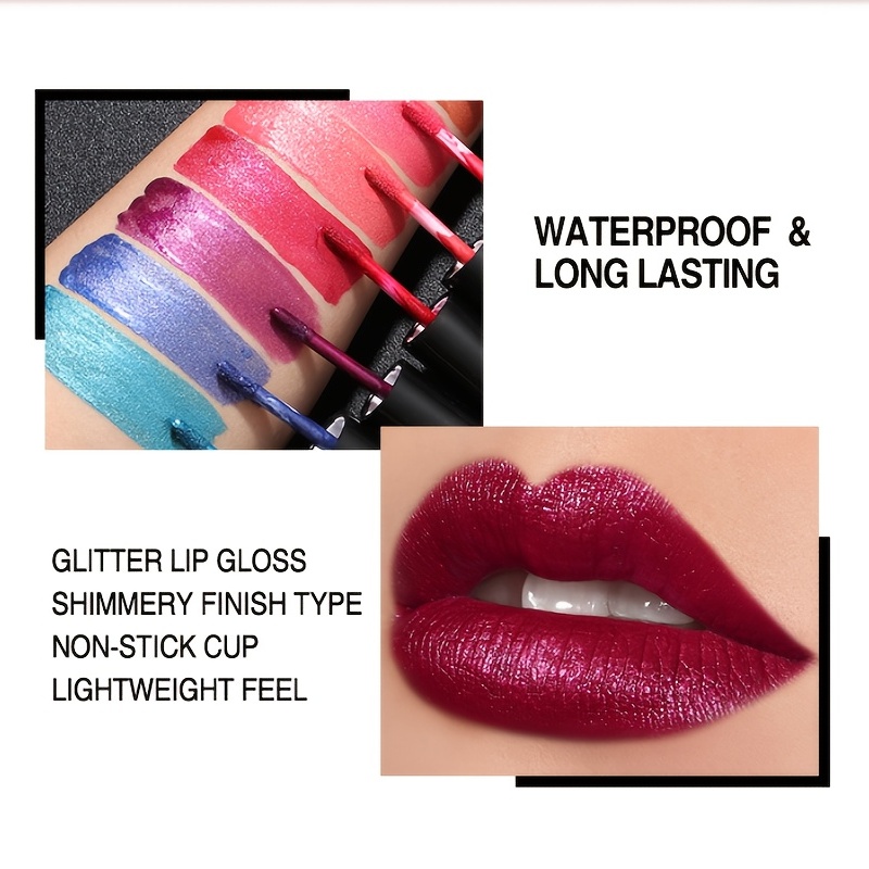 Glitter Liquid Lipsticks Diamond Shimmer Metallic Lip Gloss Waterproof