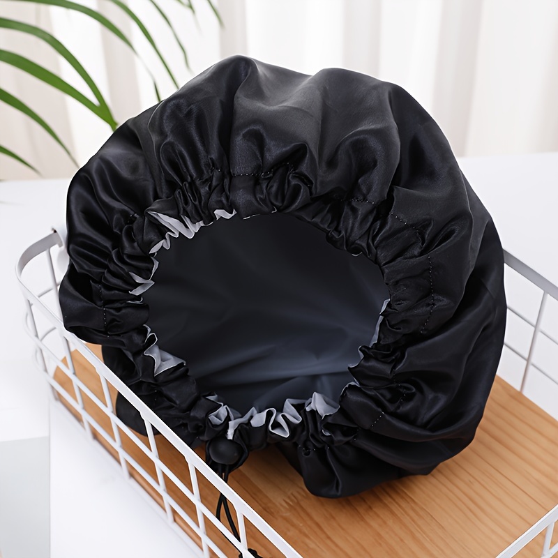 TEMU 1-pack Double-layer Bath | Elastic Drawstring, Adjustable Size, Inner Layer, Made Of Polyvinyl Chloride And Polyester