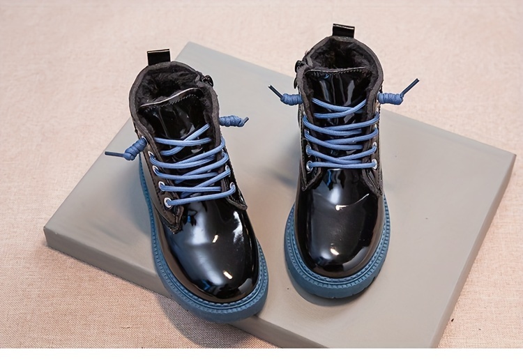 Faux patent leather hot sale combat boots