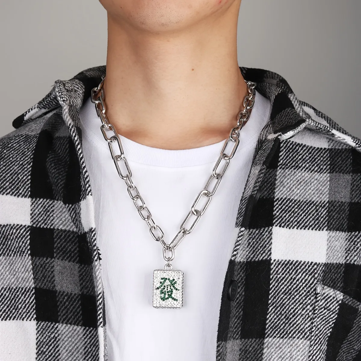 Mahjong Wealth Personalized Pendant Necklace Hip Hop Rapper Chain