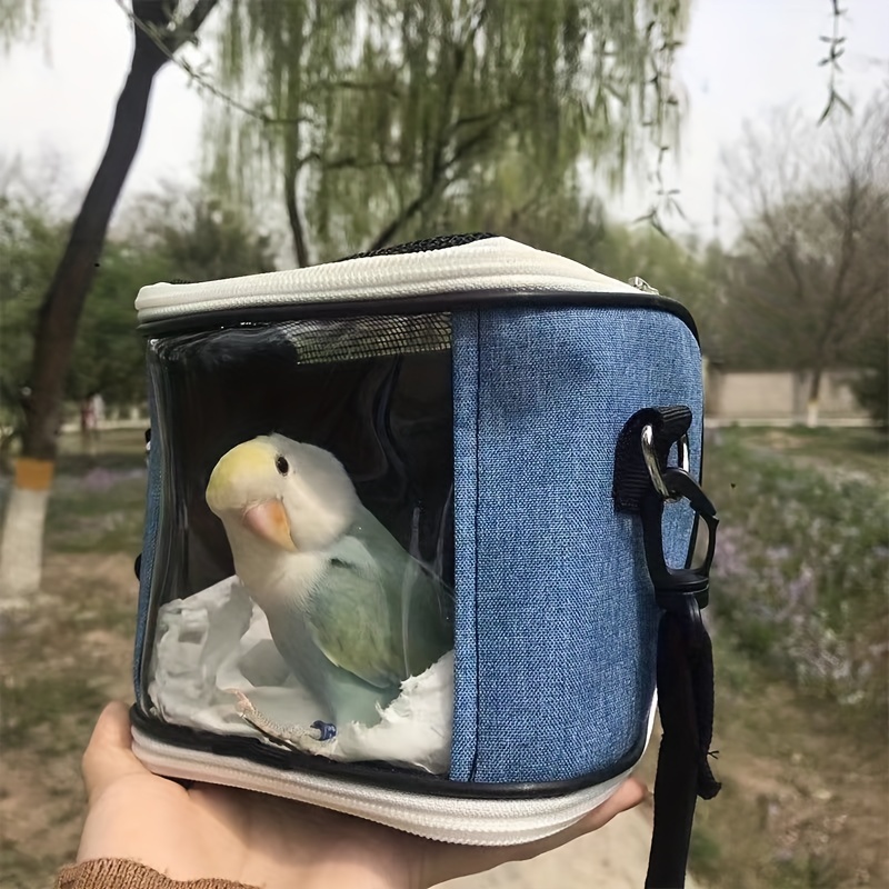 Bird Travel Carrier with Standing Perch,Lightweight Breathable Parrot Cage,  Small Pet Carrier Bag with Shoulder Strap,Bird Rat Guinea Pig Squirrel