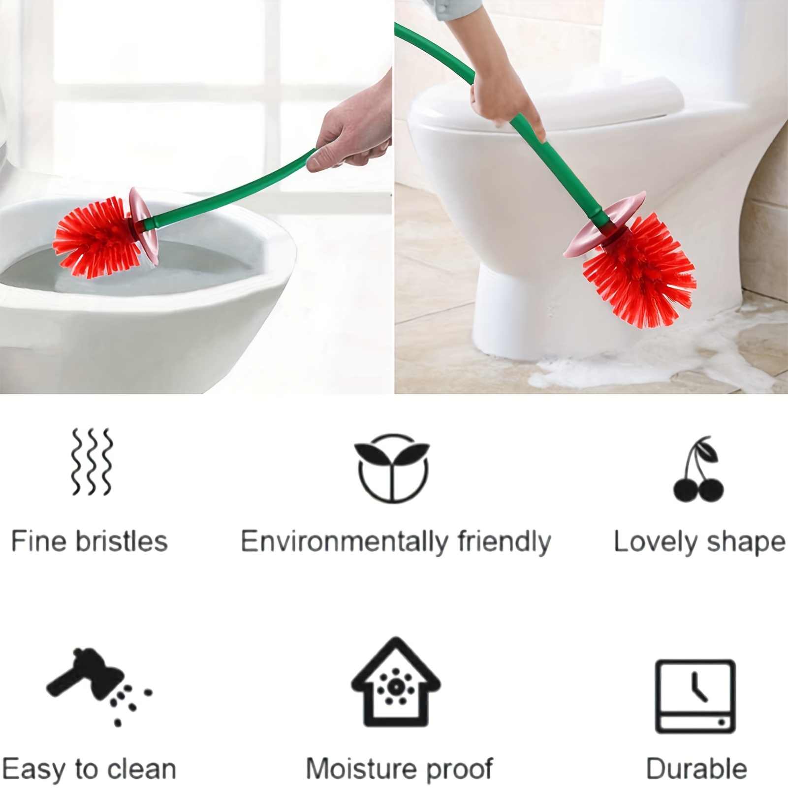 Creative Toilet Brush with Holder Bowl&Long Handle, Household Bathroom  Cleaning Tool Cleaner and Base for Storage&Organization, Thick Bristle for  Deep