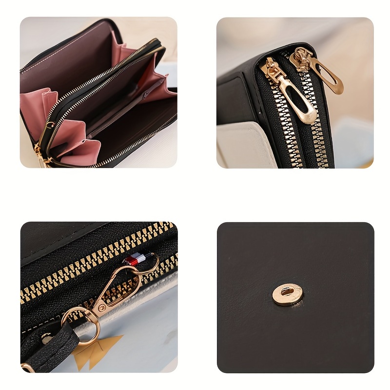 Colorblock Square Shoulder Bag Buckle Decor Purse With Detachable Strap