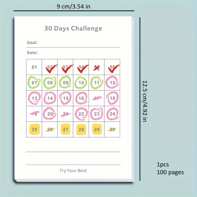

30-day Self-discipline Check-in Book, Check-in Plan Book, Minimalist Efficiency, Portable Sticky Notes, Mini Pocket Checklist
