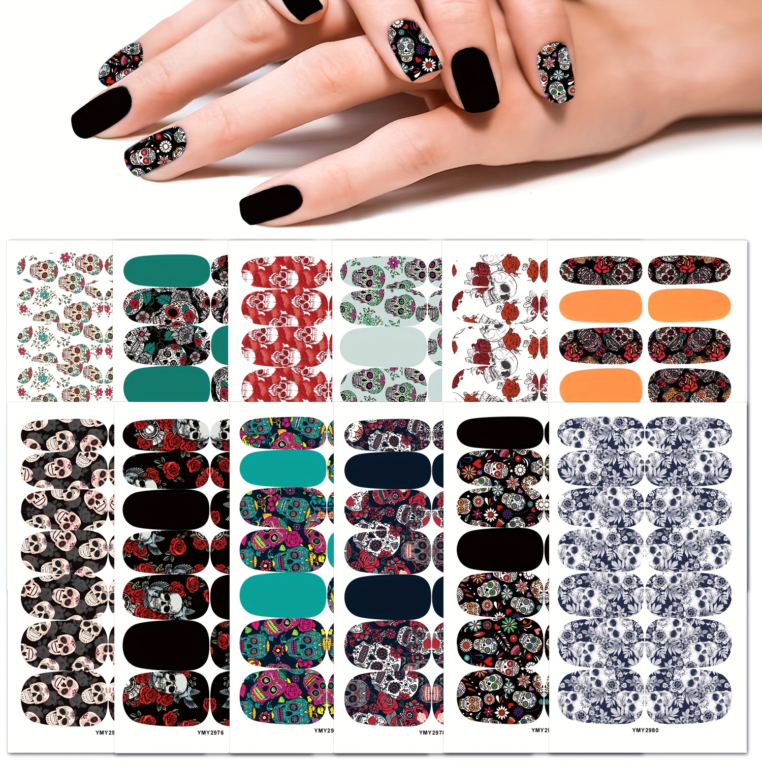  6Sheets Halloween Nail Stickers for Nail Art 5D Halloween Nail  Decals Horror Skull Ghost Blood Pumpkin Star Moon Heart Nail Art Designs Nail  Sticker for Women Manicure Decoration Accessories New Craft 