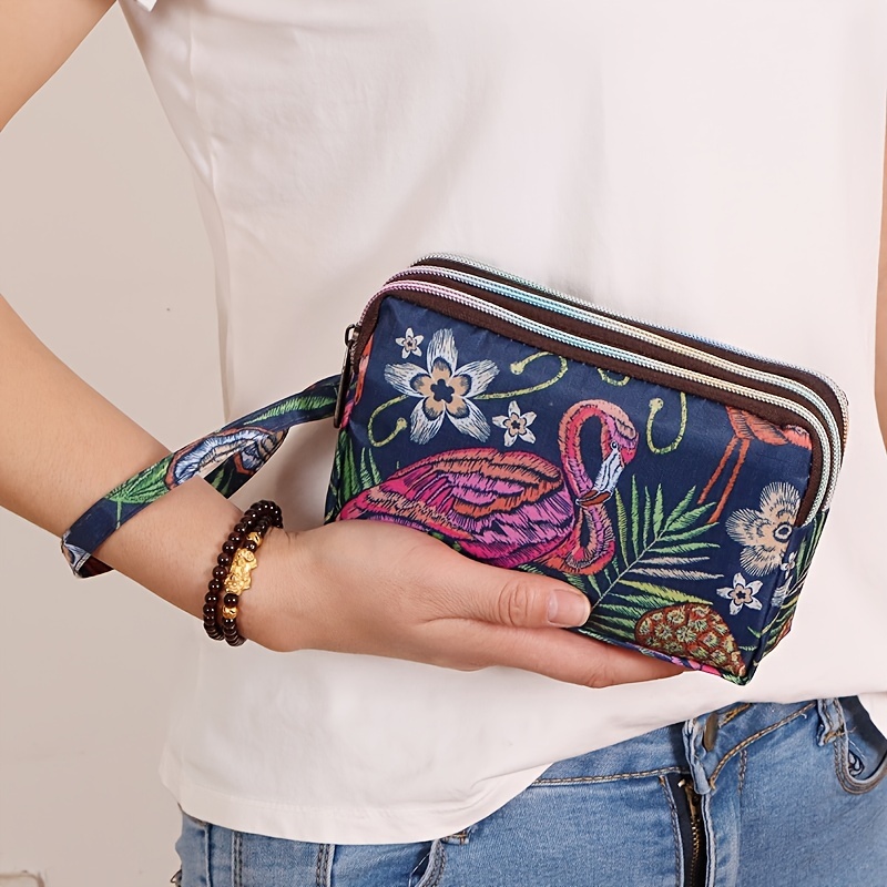 Women's Ethnic Embroidered Long Wallet, Portable Zipper Around Purse,  Causal Coin Purse - Temu