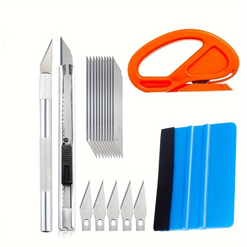 Casoter Kit d'outils pour Emballage de Bord en Feutre de Voiture, grattoir  Rond et grattoir Triangulaire, Outil d'application pour Film Vinyle de