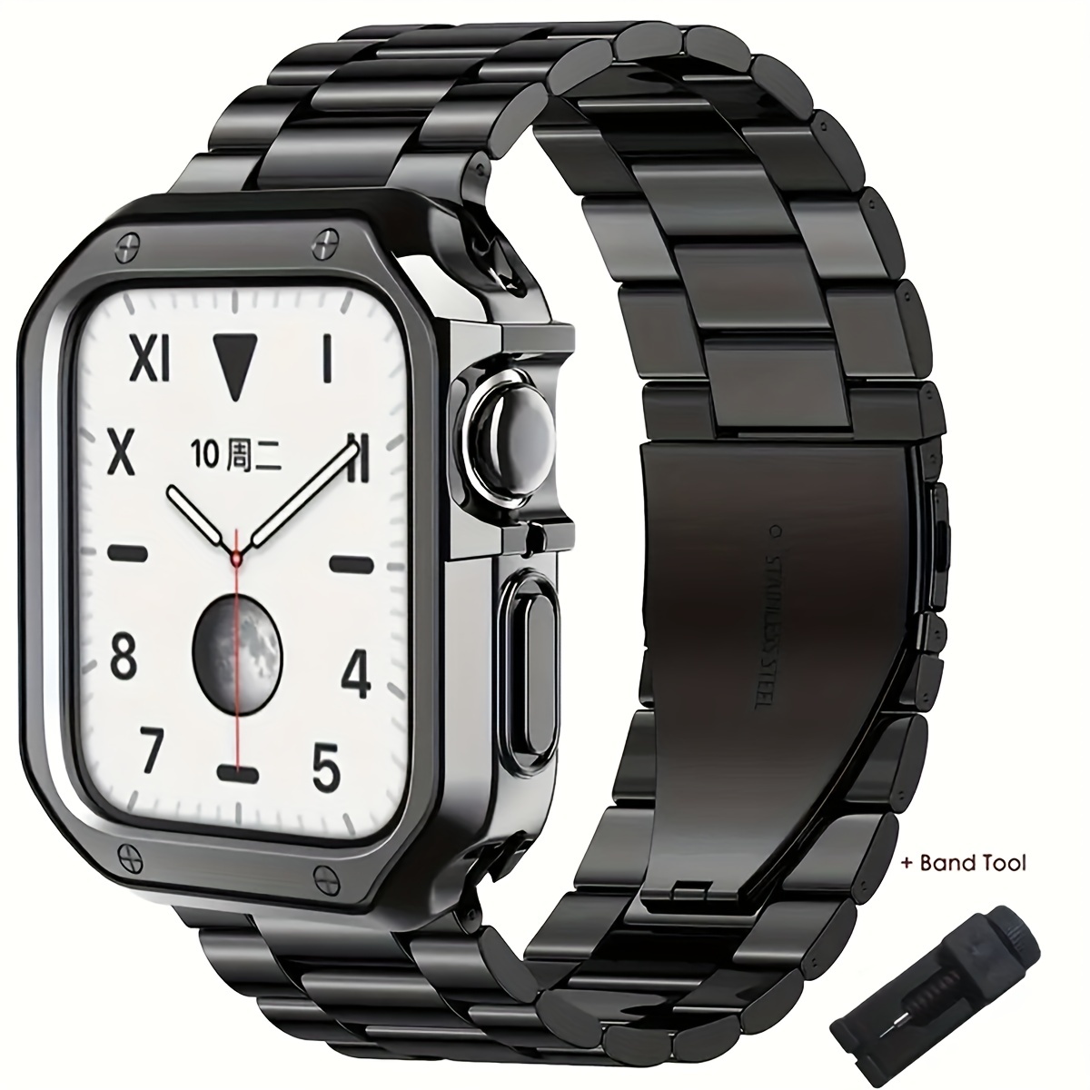 Luxury Black Strap For Apple Watch 8 7 Ultra 49mm Band 41 45mm 38 40MM  Stainless Steel Bracelet for iWatch 7 8 se 5 6 4 42 44mm - AliExpress