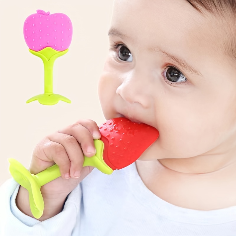 Strawberry Fruit Teether Silicone Baby Teether Chew Toy - Temu