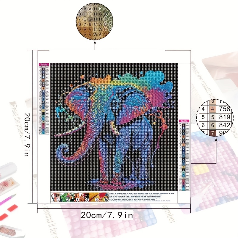 1pc 5D DIY Artificial Diamond Painting Elephant Diamond Painting For Living  Room Bedroom Decoration 20*20cm/7.87*7.87in