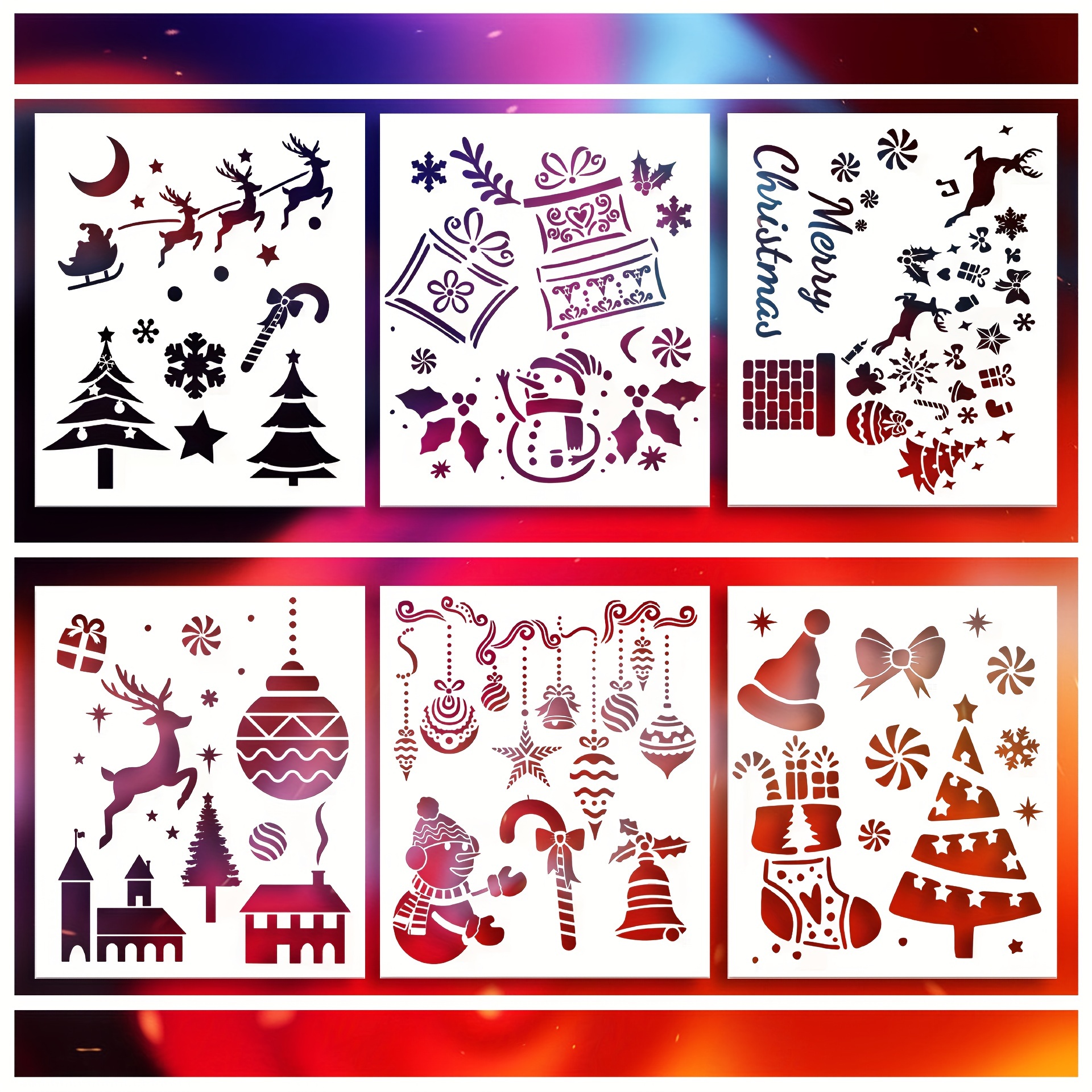 DIY Drawing Scrapbook Stencils Set - 6pcs Santa, Snowflake, and Angel  Templates for Kids 