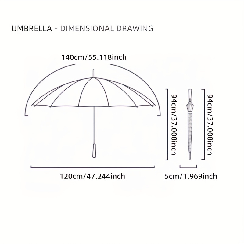 1pc 49.2/125cm Ombrello Grande Alta Qualità Panno Doppio - Temu Italy