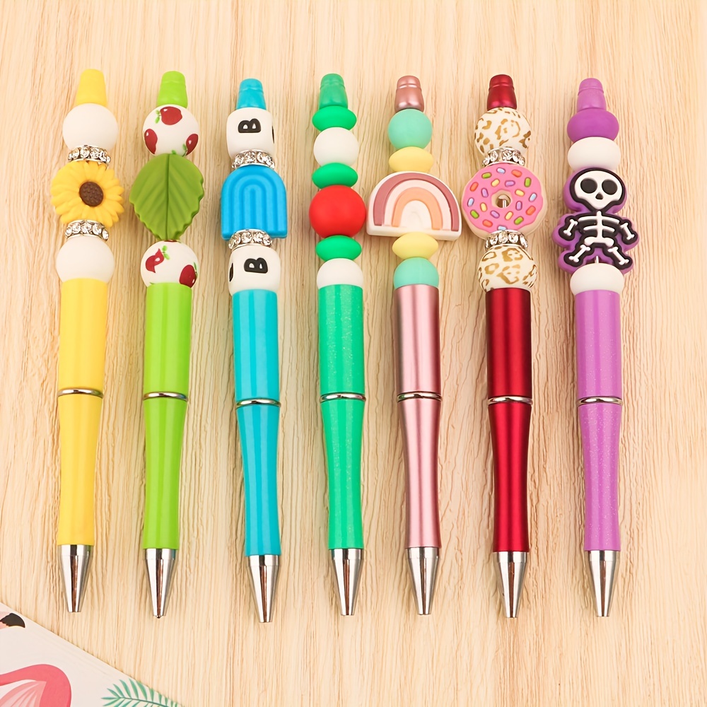 80pcs Bead Ballpoint Pen Beadable Pen DIY Beads Student Stationery Gift Pen  School Office Supplies Stationery