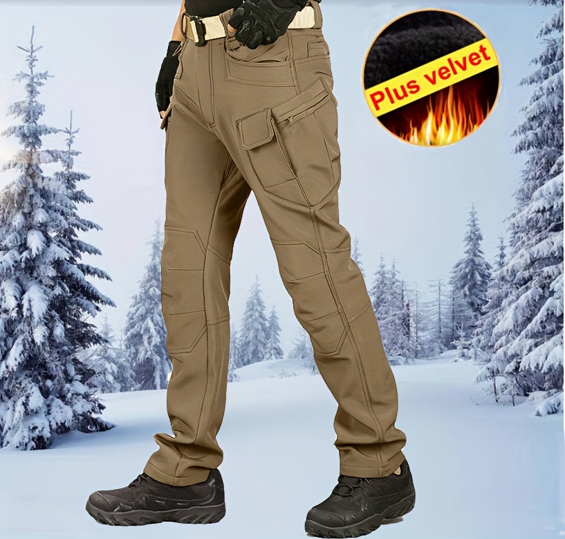 Men Fashion Multifunction Cargo Pants Autumn Winter Fleece Outdoor