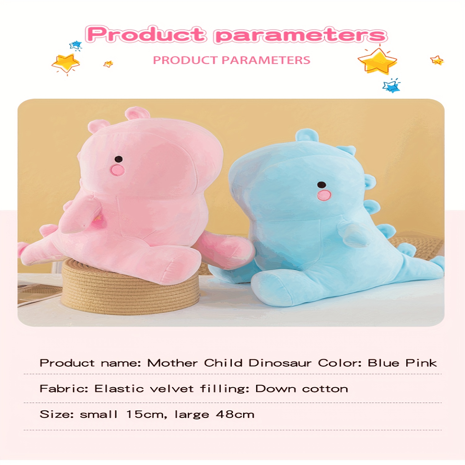 18in Mother-Child Dinosaur Plush Toy, Soft And Comfortable! (Contains One  Big Dinosaur And Two Small Dinosaurs) Small Dinosaur In Mom's Tummy, Enlight