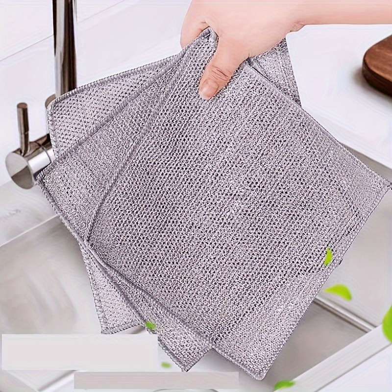 Multipurpose Wire Miracle Cleaning Cloths,Multipurpose Wire Dishwashing  Rags for Wet and Dry,Multifunctional Non-scratch Wire Dishcloth,Wire