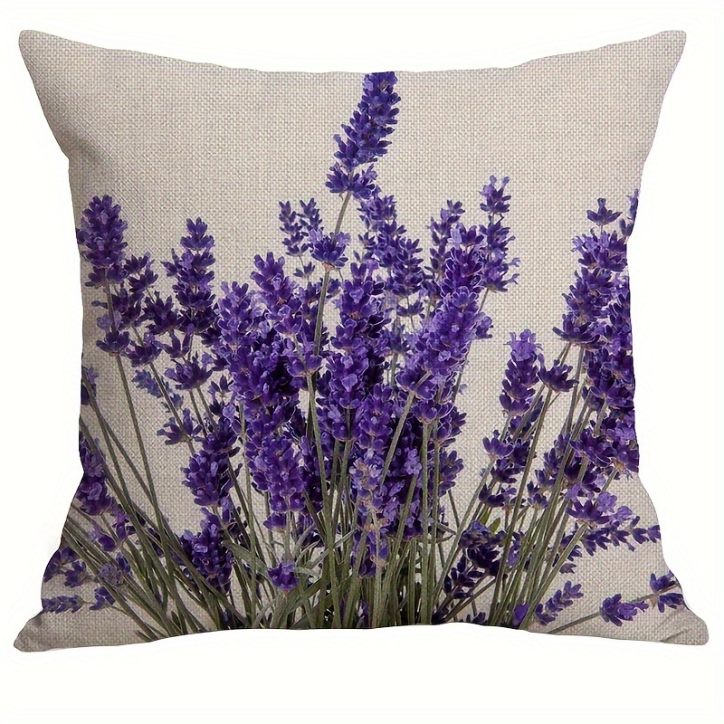 

1pc, Lavender Flowers Pattern Polyester Cushion Cover, Pillow Cover, Room Decor, Bedroom Decor, Sofa Decor, Collectible Buildings Accessories (cushion Is Not Included)