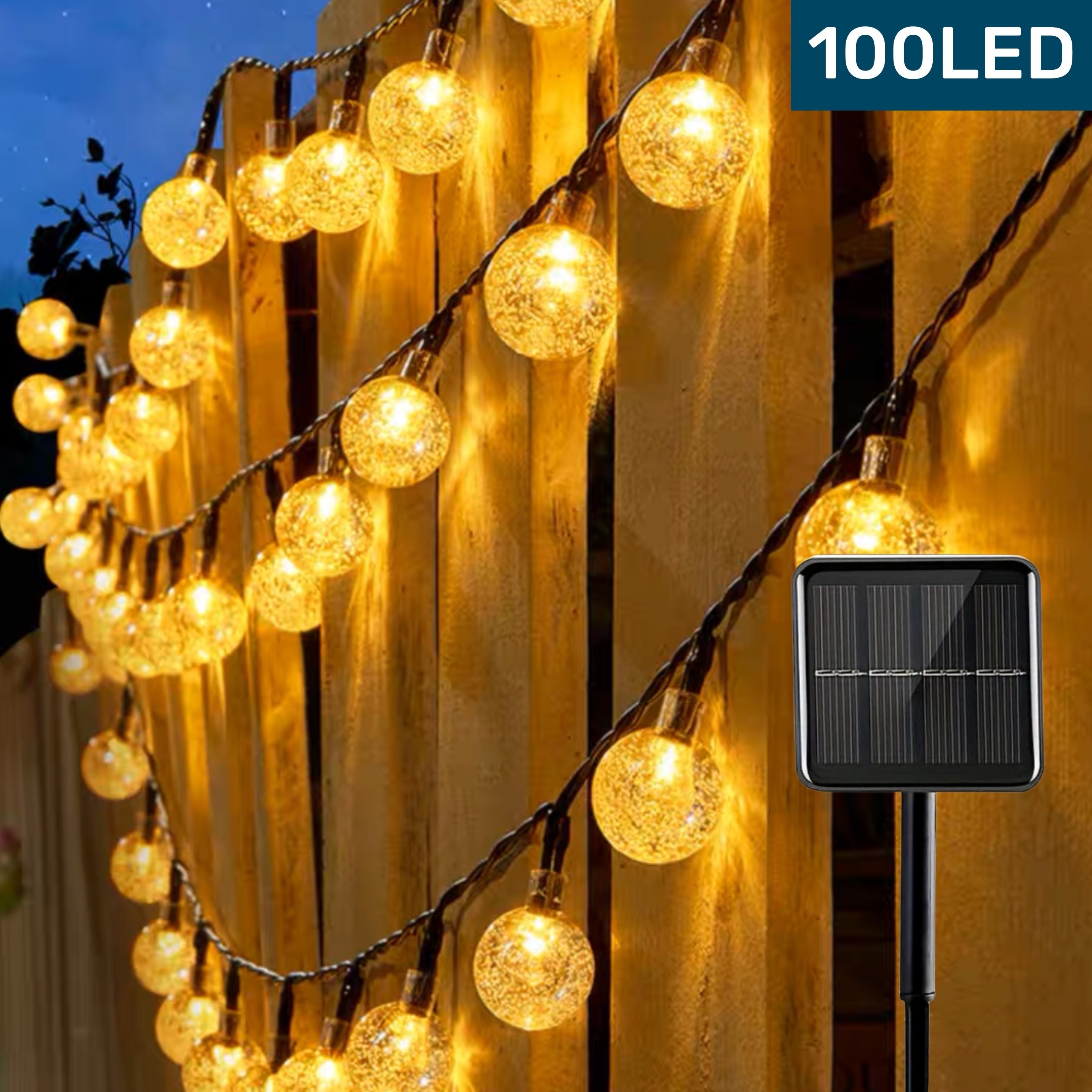 Guirlande Solaire Extérieure 12M 100 LED Guirlande Lumineuse Blanc Chaud  avec 8 Modes & Étanche IP65 Lampe Decorative Idéal pour Maison, Jardin,  Festival, Arbre de Noël