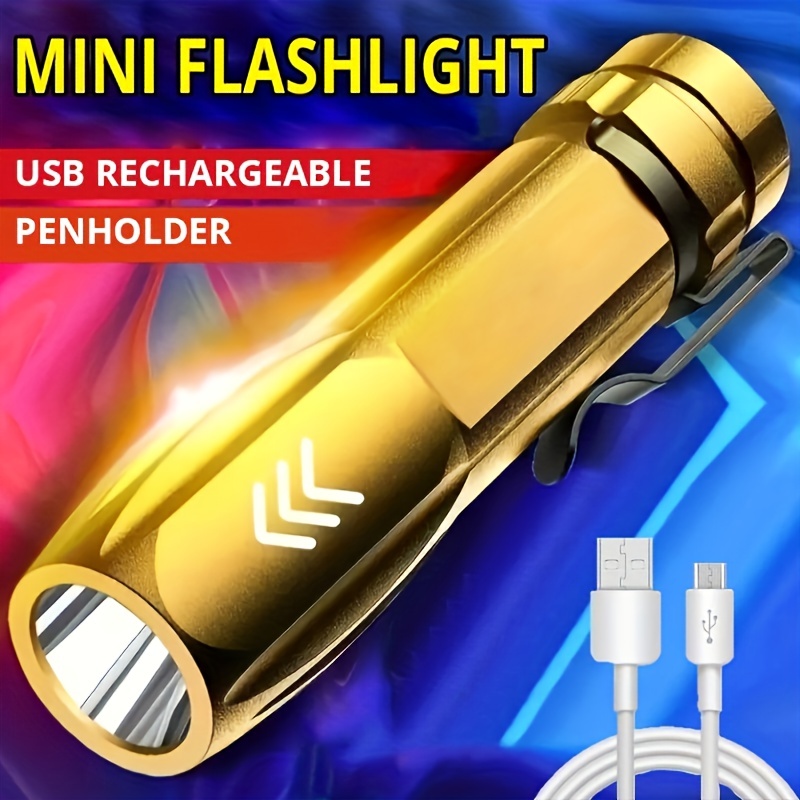 1pc Waterproof Mini Portable Led Flashlight With Usb Charging And Pen Holder  Perfect For Outdoor Activities Fishing Riding Hiking At Night - Sports &  Outdoors - Temu