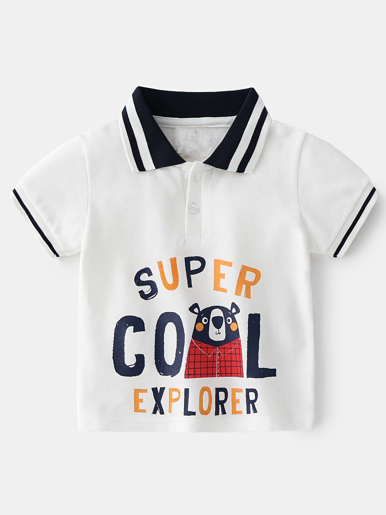 Boys Bear Graphic Short Sleeves Button Up Shirt For Summer Preppy Style  Kids Clothes - Temu