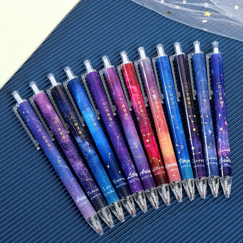 

12 Constellation Pens, Pressing The Pen To Write With A 0.5mm Black Ink