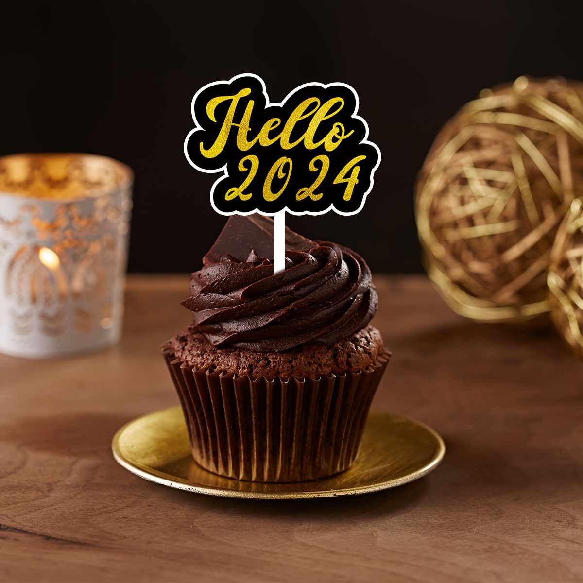 Happy New Year 2024 Cupcake Picks New Year Party - Temu