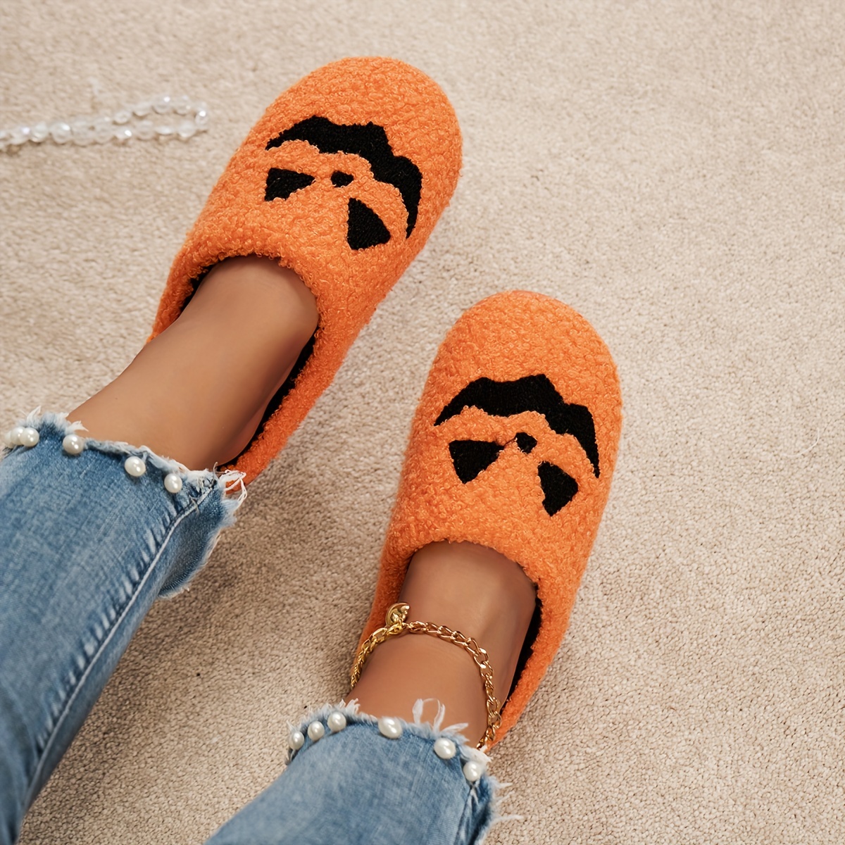 Kids Halloween Pumpkin Slipper Socks – Fuzzy Fleece, Non-Slip, Cute Cartoon House Shoes For Fall & Winter