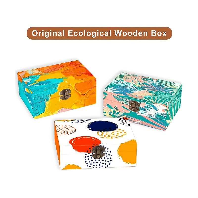  LIQIX Wooden Box with Hinged Lid - Small Wood Storage Box with  Magnetic Lid - Square Wooden Storage Box - Brown keepsake Box- Decorative  Wood Box with lids - Stash Boxes 
