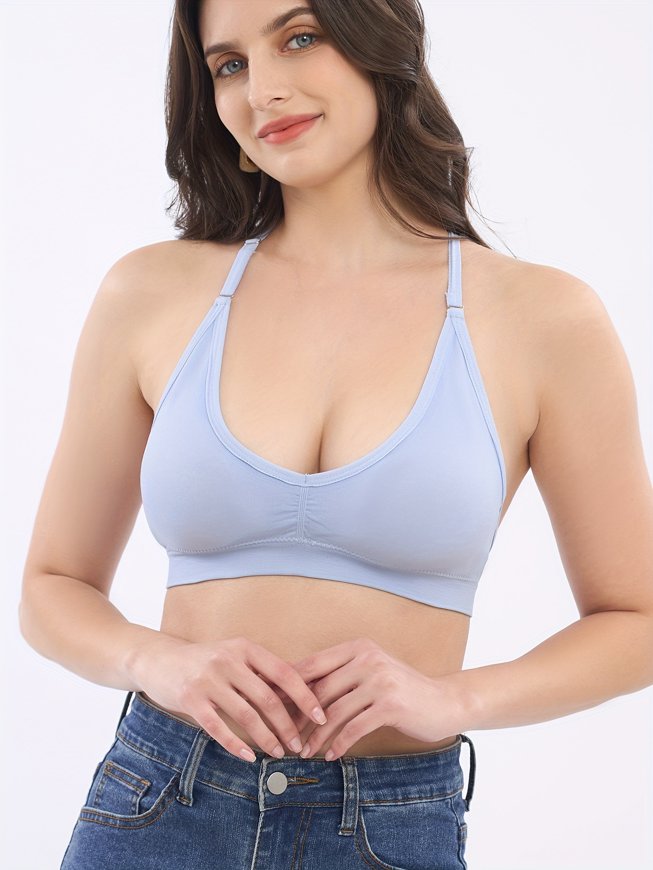 Women's Comfortable Traceless Sports Bra with Ruffles for