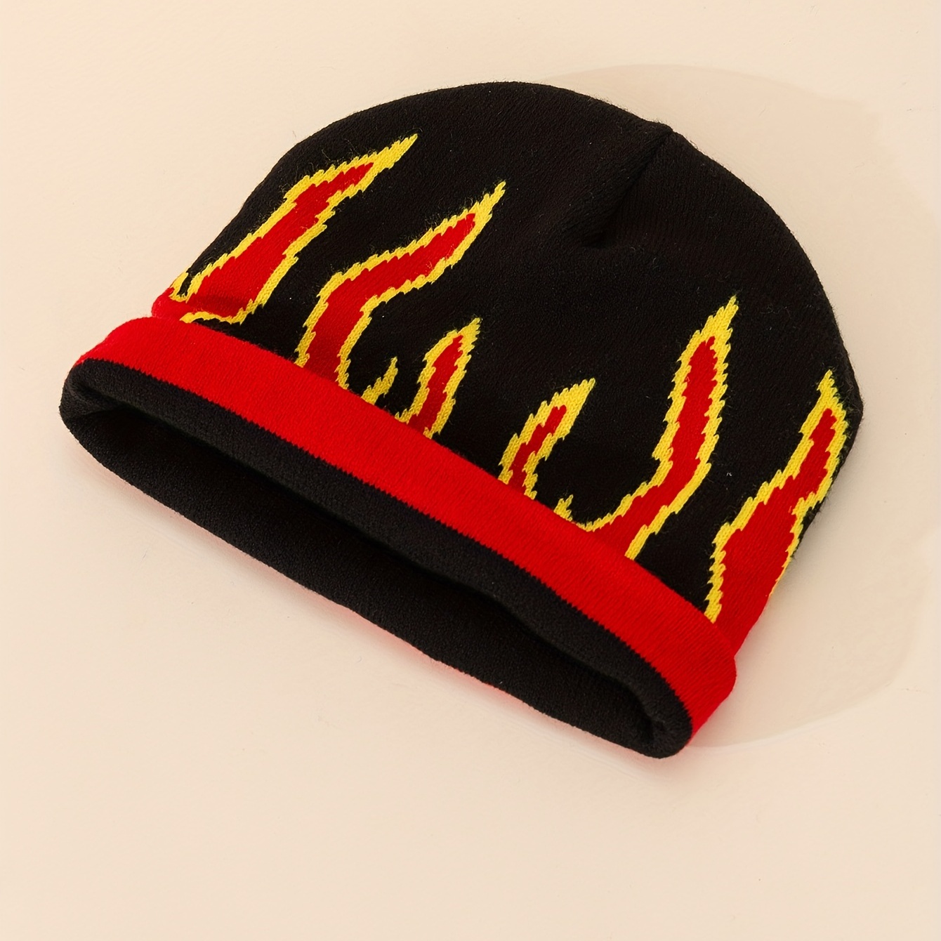 Trendy Y2k Fire Pattern Thermal Knit Hat Ear Protection - Temu