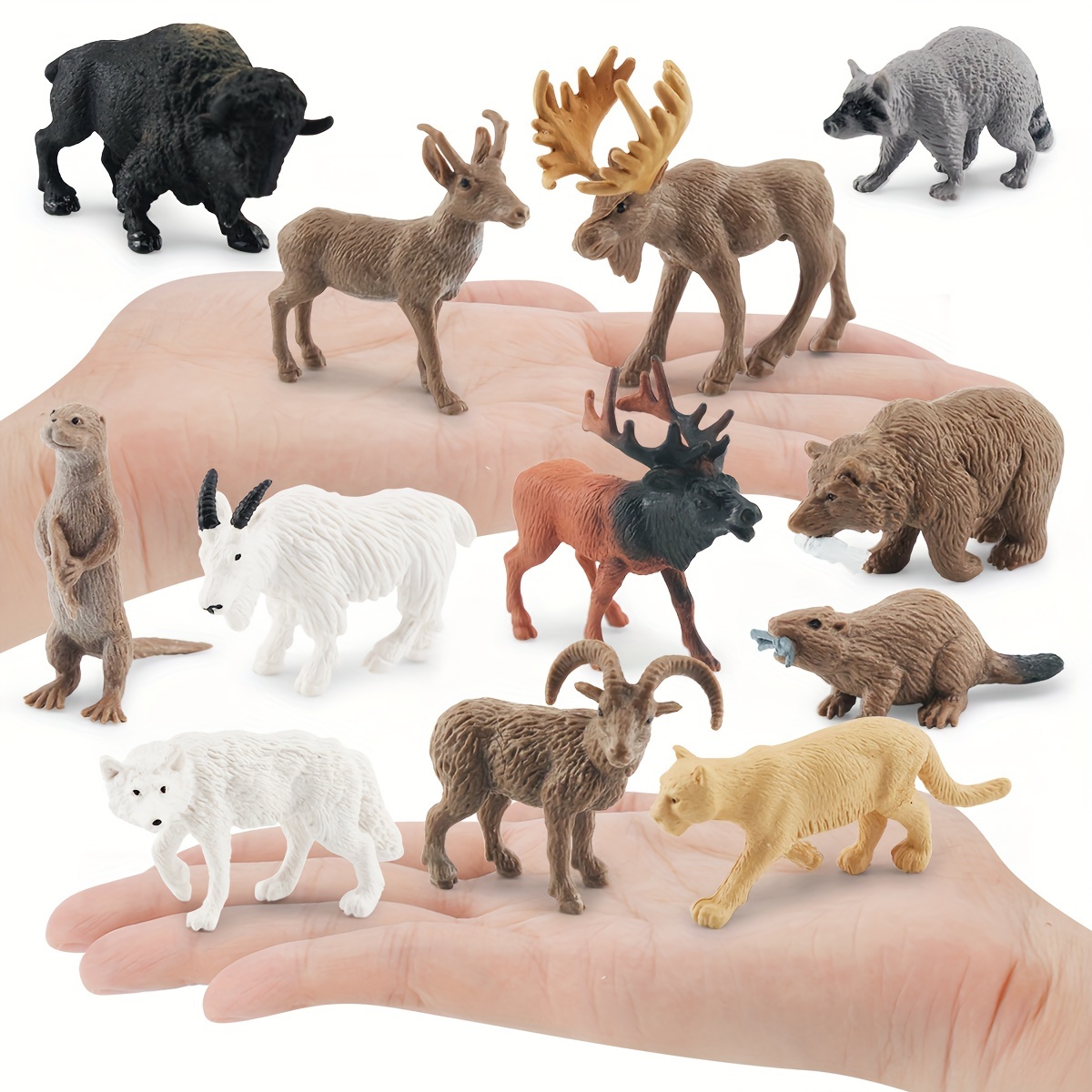  Kripyery 12 Pieces/Set of Animal Figures, Mini Simulation  Animal Model Sets Wear Super Feel Good Lion Tiger Giraffe Rhinoceros Doll 3  Years and Older Boys and Girls Toddlers Toys Gifts 12pcs