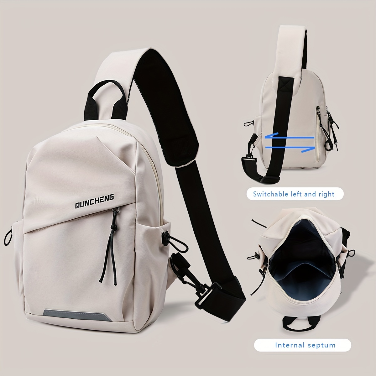 TEMU Trendy Sling Backpack, Letter Graphic Crossbody Bag, Simple Chest Bag For Outdoor