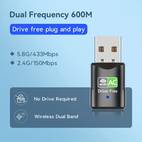 usb wifi adapter 600mbps wireless network card network dongle for pc laptop desktop with high gain 2dbi antenna dual band 2 4ghz150mbps 5ghz 433mbps supports win 11 10 8 7 xp vista mac os linux instantly gives your computer wifi capability and mobile hotspot functionality