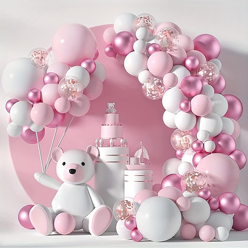 Globos rosados de color rosa intenso, 60 paquetes de 12 pulgadas con globos  de confeti rosa, globos de látex de cumpleaños rosa, para niñas, baby