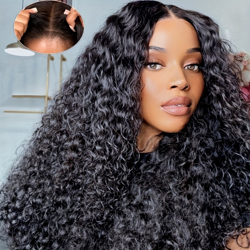 Curly Water Wave Lace Front Human Hair Wig Women Pre plucked - Temu