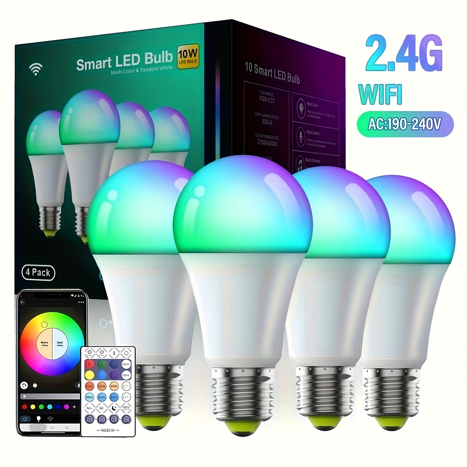 Smart Light Bulb, Lampadine A Candela C37 Con Luce A Led A