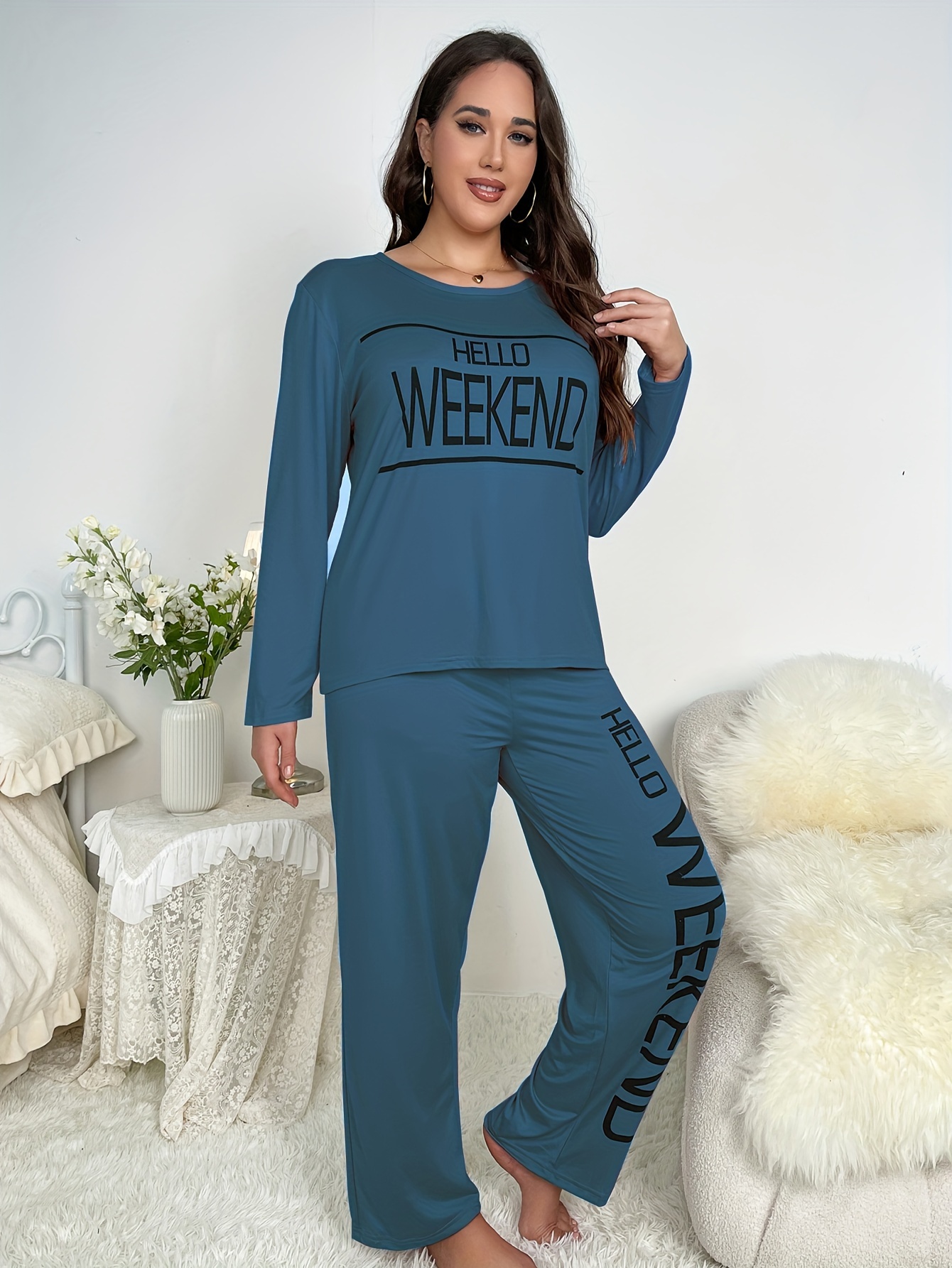 Women Pajamas, Pajamas Cotton Long Sleeves, Plus Size Loungewear
