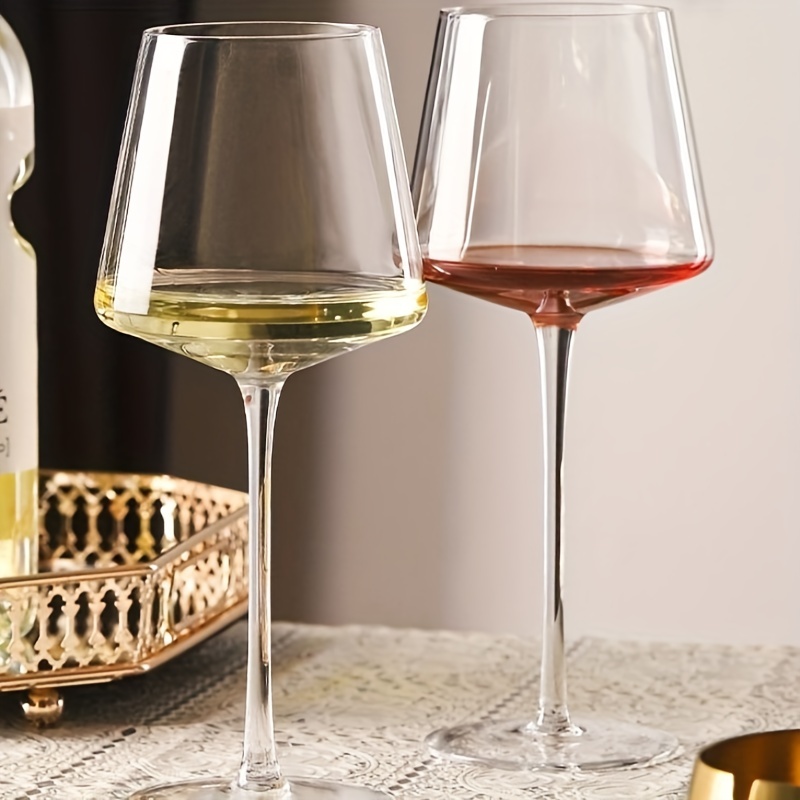 LUXU Copas de vino de cristal prémium (juego de 2) transparentes sopladas a  mano, copas de tallo lar…Ver más LUXU Copas de vino de cristal prémium