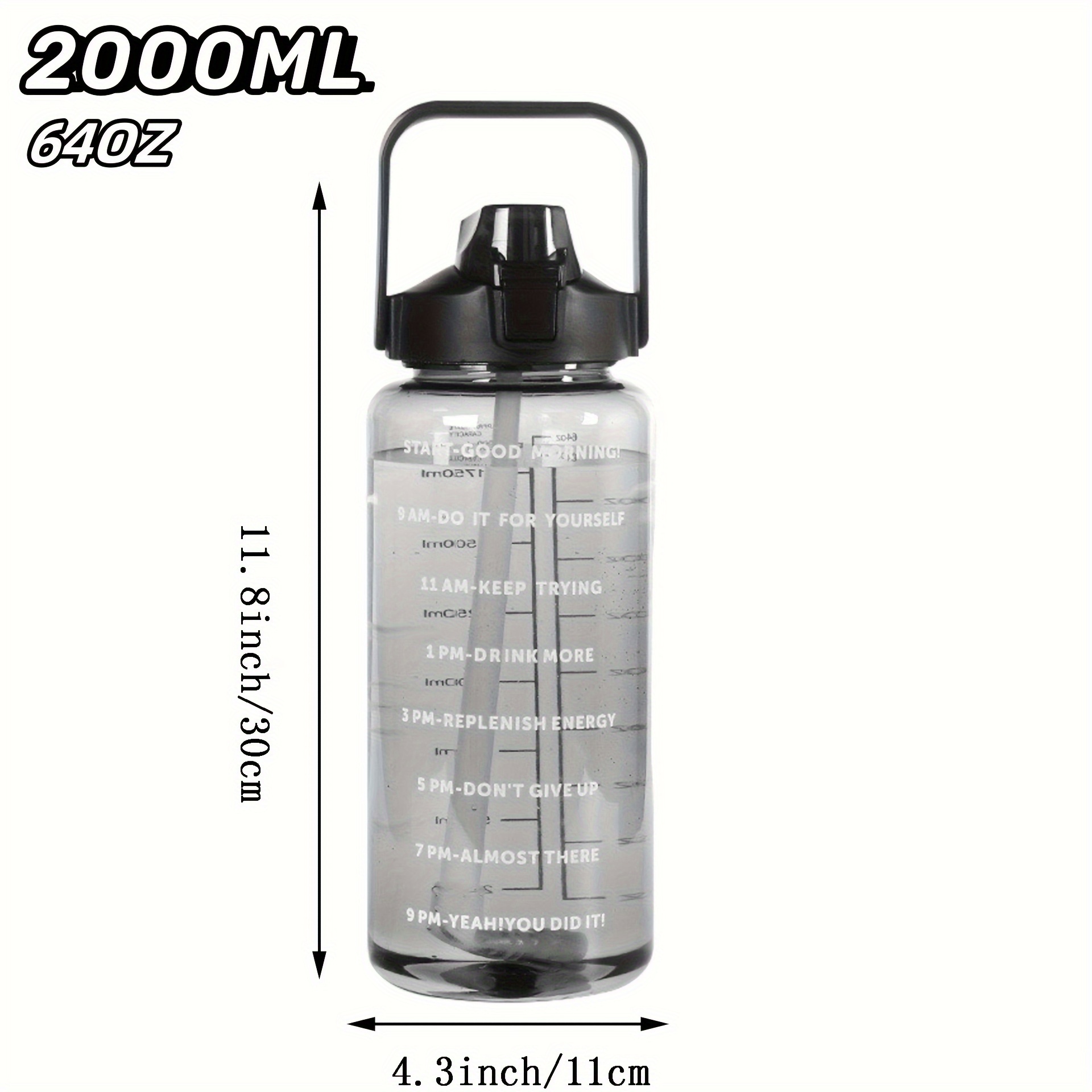 Comprar Botella de agua deportiva más grande con pajita y marcador
