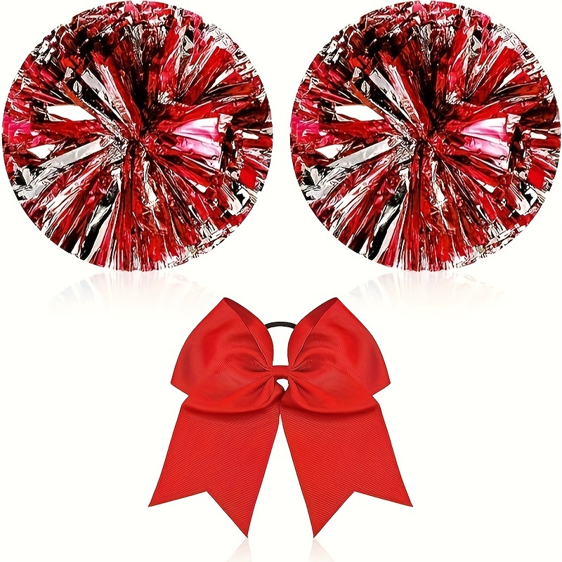 2PCS Red Silver Pompoms Cheerleader 32CM Cheer Pompons Supplies Factory  Baton Handle Color Free Combination Wenhan Sports - AliExpress