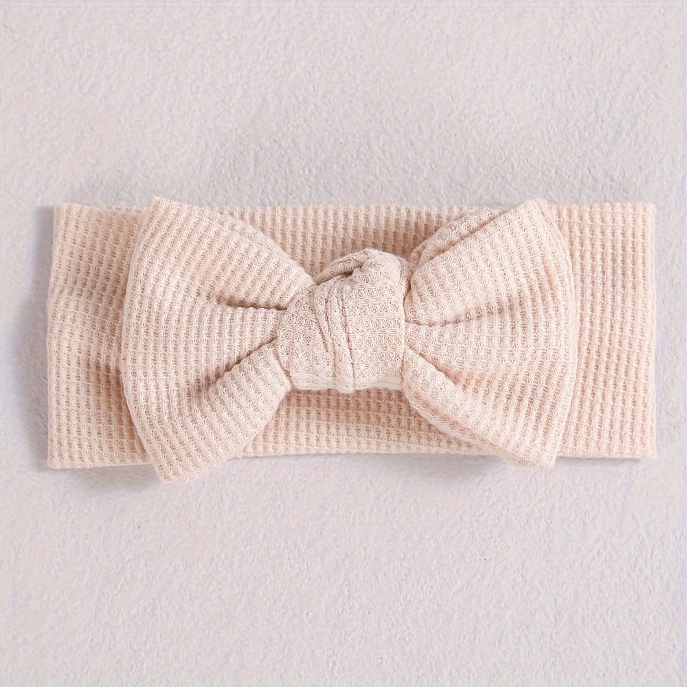 Image of Wovenew Baby & Winter Warm Waffle- Elastic Headband With Bow - Soft Stretchable Wide For &, Multicolor For Weather, For Sizes